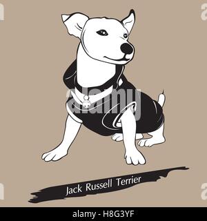 Cane, jack, vettore terrier, Russell, illustrazione, carino, face, bianco, animale, pet, isolato, design, ritratto, cucciolo, testa indietro Illustrazione Vettoriale