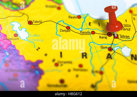 Mappa di Iran Tehran Foto Stock