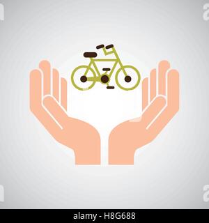 Per la cura delle mani ambiente trasporto bici illustrazione vettoriale EPS 10 Illustrazione Vettoriale