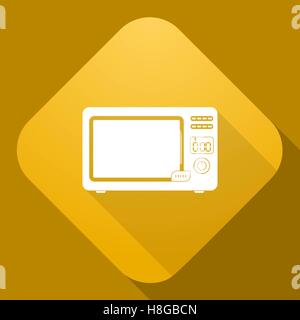 Illustrazione Vettoriale. Icona del vettore del forno a microonde con una lunga ombra Illustrazione Vettoriale