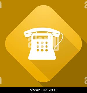 Illustrazione Vettoriale. Icona del vettore di un vecchio telefono con una lunga ombra Illustrazione Vettoriale