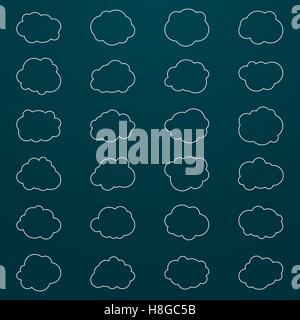 Set di icone di cloud. Linea sottile stile. Illustrazione Vettoriale