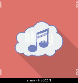 Sound cloud icona. Appartamento moderno stile con una lunga ombra Illustrazione Vettoriale