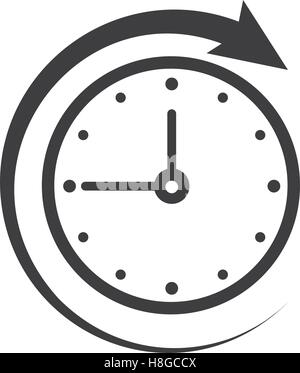 Icona del simbolo, segno aperto intorno all'orologio o 24 ore al giorno Illustrazione Vettoriale