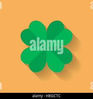 Quattro leaf clover icona. Uno stile piatto Illustrazione Vettoriale