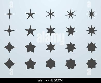 Set di icone di stelle. Semplice stile nero. Illustrazione Vettoriale Illustrazione Vettoriale