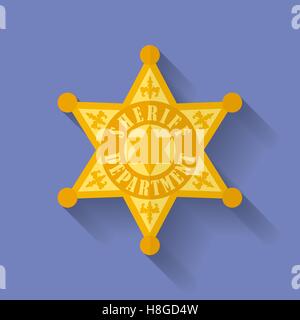 Icona della polizia, Sheriff badge. Uno stile piatto Illustrazione Vettoriale