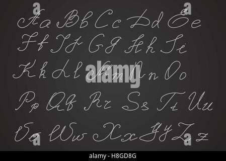 Scritto a mano o disegnati a mano lettere, lettere di script. Calligraphy lettere. Illustrazione Vettoriale