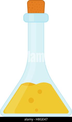Chimica, scienza biologica attrezzature di laboratorio - provette e matracci icone Illustrazione Vettoriale