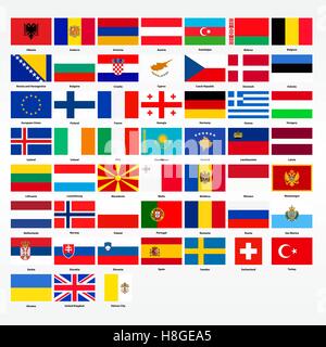 Set di bandiere di tutti i paesi d'Europa. Illustrazione Vettoriale Illustrazione Vettoriale