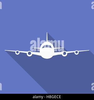 Icona del piano. Simbolo di aereo vista frontale. Vettore aereo silhouette Illustrazione Vettoriale