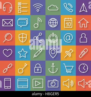 Linee sottili web set di icone per le applicazioni mobili e siti web Illustrazione Vettoriale