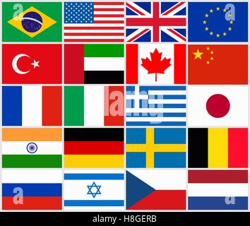 Impostare popolare di bandiere nazionali Illustrazione Vettoriale