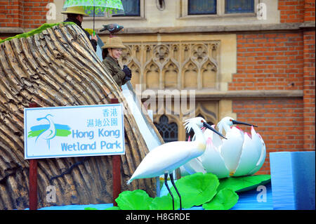 Londra, UK, 12/11/2016 intemperie per il 2016 Londra signore sindaco di mostrare come la folla brave la pioggia. Credito: JOHNNY ARMSTEAD/Alamy Live News Foto Stock