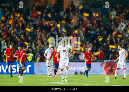 Granada, Spagna. 12 Novembre, 2016. Qualificazioni europee russo World Cup 2018 tra la Spagna vs Macedonia in los Carmenes Stadium. Credito: ABEL F. ROS/Alamy Live News Foto Stock