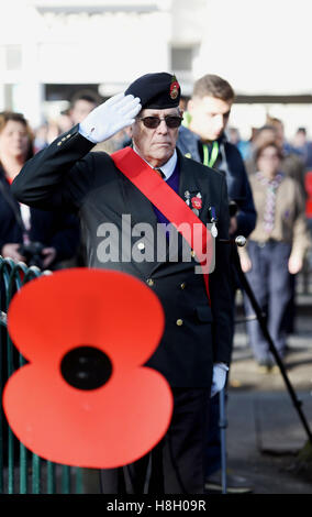 Brighton, Sussex, Regno Unito. 13 Novembre, 2016. Il Brighton e Hove atto di servizio del ricordo presso il Memoriale di guerra nella Old Steine oggi Credito: Simon Dack/Alamy Live News Foto Stock