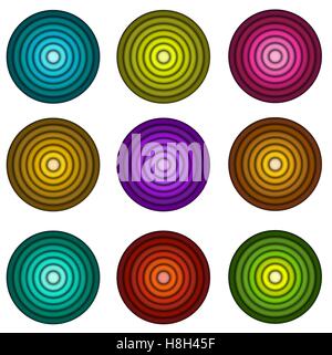 Tubo concentrico forma in diversi colori su wite Illustrazione Vettoriale