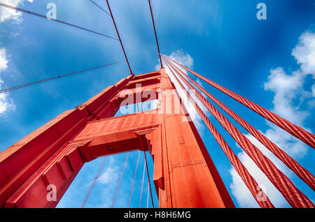 High Dynamic Range fotografia di close-up di il Golden Gate Bridge. Foto Stock