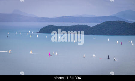 Vista sulla regata a vela a Whitsunday Islands Foto Stock