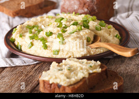 La cucina ebraica: pate di aringhe - forshmak close-up su una piastra. Posizione orizzontale Foto Stock