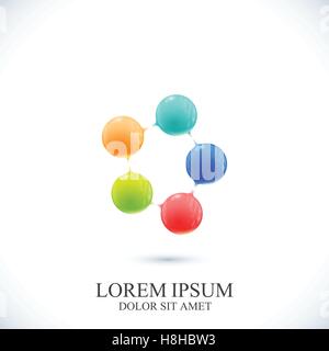 Icona moderna del dna e molecola. Template vettoriale per la medicina, la scienza, la tecnologia , la chimica, la biotecnologia Illustrazione Vettoriale