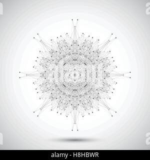 Geometrica forma astratta collegato con linee e punti. Illustrazione Vettoriale Illustrazione Vettoriale