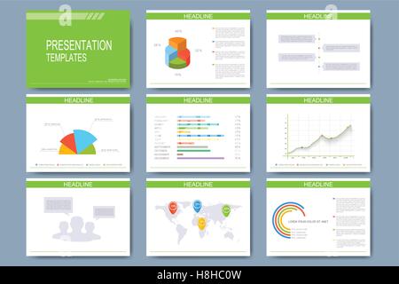 Grande set di modelli di vettore per le diapositive della presentazione. Azienda moderna con design grafico e grafici Illustrazione Vettoriale