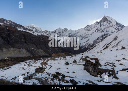 Vista dal campo base dell'Annapurna Foto Stock