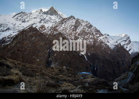 Machapuchare Base Camp Foto Stock