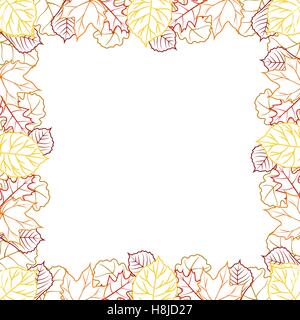 Sfondo vettoriale con telaio disegnato a mano le foglie di autunno. Gli elementi di design fogliame Illustrazione Vettoriale