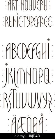 Runici Art Nouveau alfabeto Illustrazione Vettoriale