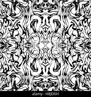 Arte astratta web irregolari di marmo modello di stampa in bianco e nero. Modello senza giunture. Vettore. Illustrazione Vettoriale