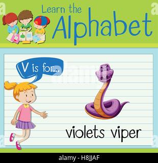 Flashcard lettera V è per le viole viper illustrazione Illustrazione Vettoriale