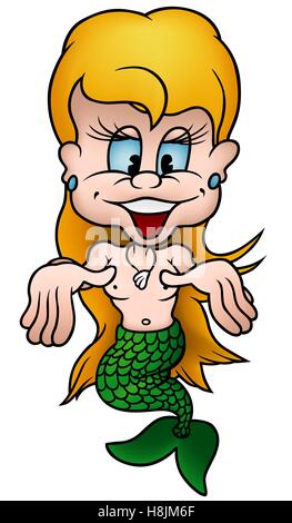 Felice Blonde Mermaid Illustrazione Vettoriale