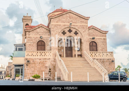 Vista della Chiesa Ortodossa di Panagia Teoskepasti settimo secolo, Paphos, Cipro. Foto Stock