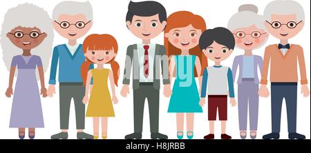 Nonni genitori e bambini cartoni icona. Il rapporto di parentela avatar e tema di generazione. Design isolato. Illustrati del vettore Illustrazione Vettoriale