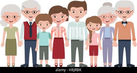 Nonni genitori e bambini cartoni icona. Il rapporto di parentela avatar e tema di generazione. Design isolato. Illustrati del vettore Illustrazione Vettoriale