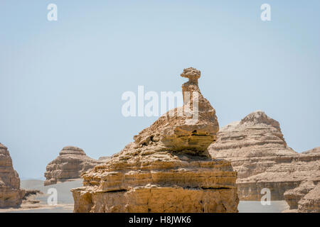 Le formazioni rocciose di Dunhuang Yardang Geoparco nazionale, deserto dei Gobi, Cina Foto Stock