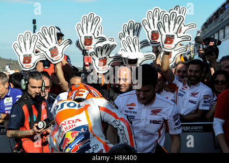 Valencia, Spagna. Xiii Nov, 2016. Marc Marquez al circuito Ricardo Tormo. © Gaetano Piazzolla/Pacific Press/Alamy Live News Foto Stock