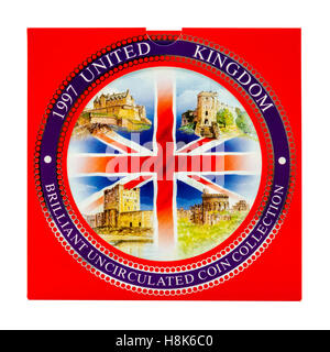 Set di 1997 United Kingdom brillante che non circola la raccolta di monete, rilasciata dal Royal Mint Foto Stock