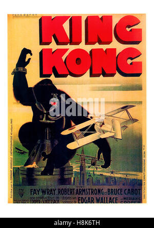 Vintage movie poster per King Kong interpretato da Fay Wray e Robert Armstrong Foto Stock