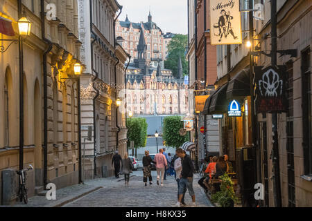 Stoccolma, Svezia - una strada laterale nel quartiere Gamla Stan, altrimenti chiamato la Città Vecchia è uno dei più grandi e meglio conservate medieval Foto Stock