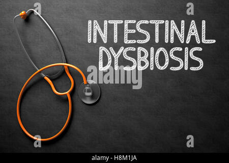 Dysbiosis intestinale - Testo sulla lavagna. 3D'illustrazione. Foto Stock