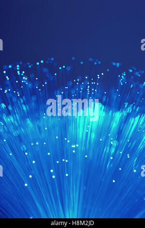 Close up di blu fibre ottiche Foto Stock
