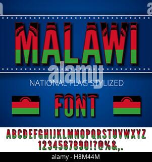 Il Malawi bandiera Font Illustrazione Vettoriale