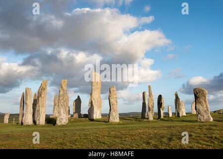 Callanish Standing Stones, 3000 anno vecchio cerchio di pietra, isola di Lewis, Ebridi Esterne, Scotland, Regno Unito Foto Stock
