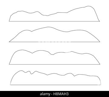 Tracciati vettoriali di montagne impostato su sfondo bianco Illustrazione Vettoriale