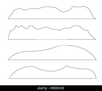 Tracciati vettoriali di montagne impostato su sfondo bianco Illustrazione Vettoriale