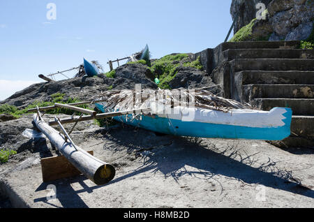 Polinesiana canoa outrigger, Uluvehu, Niue, South Pacific Oceania Foto Stock