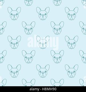 Seamless pattern fatta di bulldog francese schizzo di testa Illustrazione Vettoriale